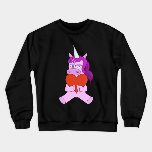 An adorable pink unicorn hugging a red heart Crewneck Sweatshirt by DiegoCarvalho